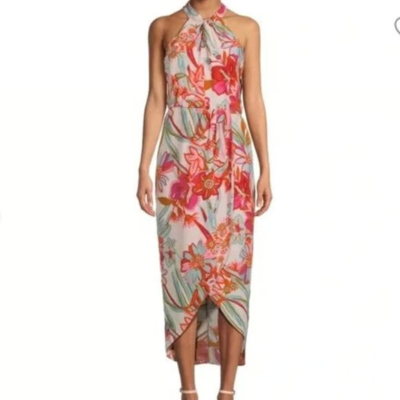 julia jordan Dresses & Skirts - Julia Jordan Floral Print Halter High-Low Tulip Sleeveless Dress Size 8 NWT